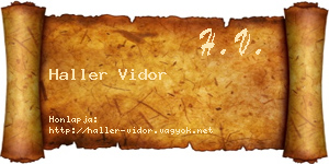 Haller Vidor névjegykártya